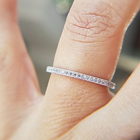 Jewelry - White Gold plated pave setting Eternity Band